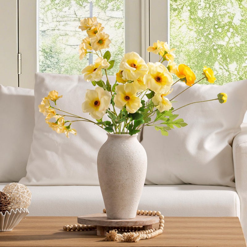 Vanselia Ceramic Flower Vase Home Decor - Large Tall Farmhouse Table Vases Rustic Vintage Living Room Kitchen Bedroom Decorations for House Book Shelf Office Coffee Desk Dining Fireplace (11" Rustic) - Image 3