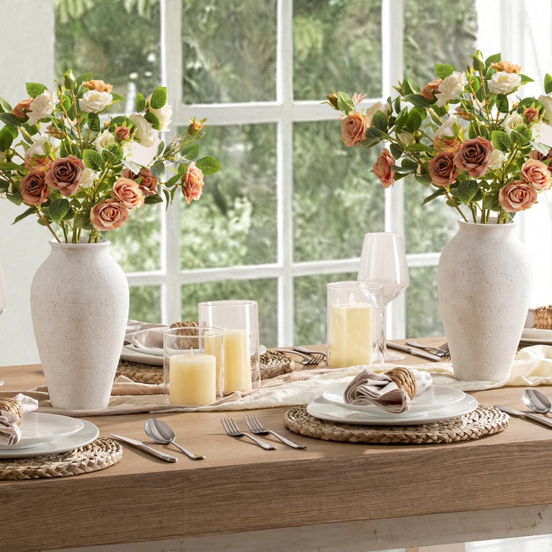 Vanselia Ceramic Flower Vase Home Decor - Large Tall Farmhouse Table Vases Rustic Vintage Living Room Kitchen Bedroom Decorations for House Book Shelf Office Coffee Desk Dining Fireplace (11" Rustic) - Image 4