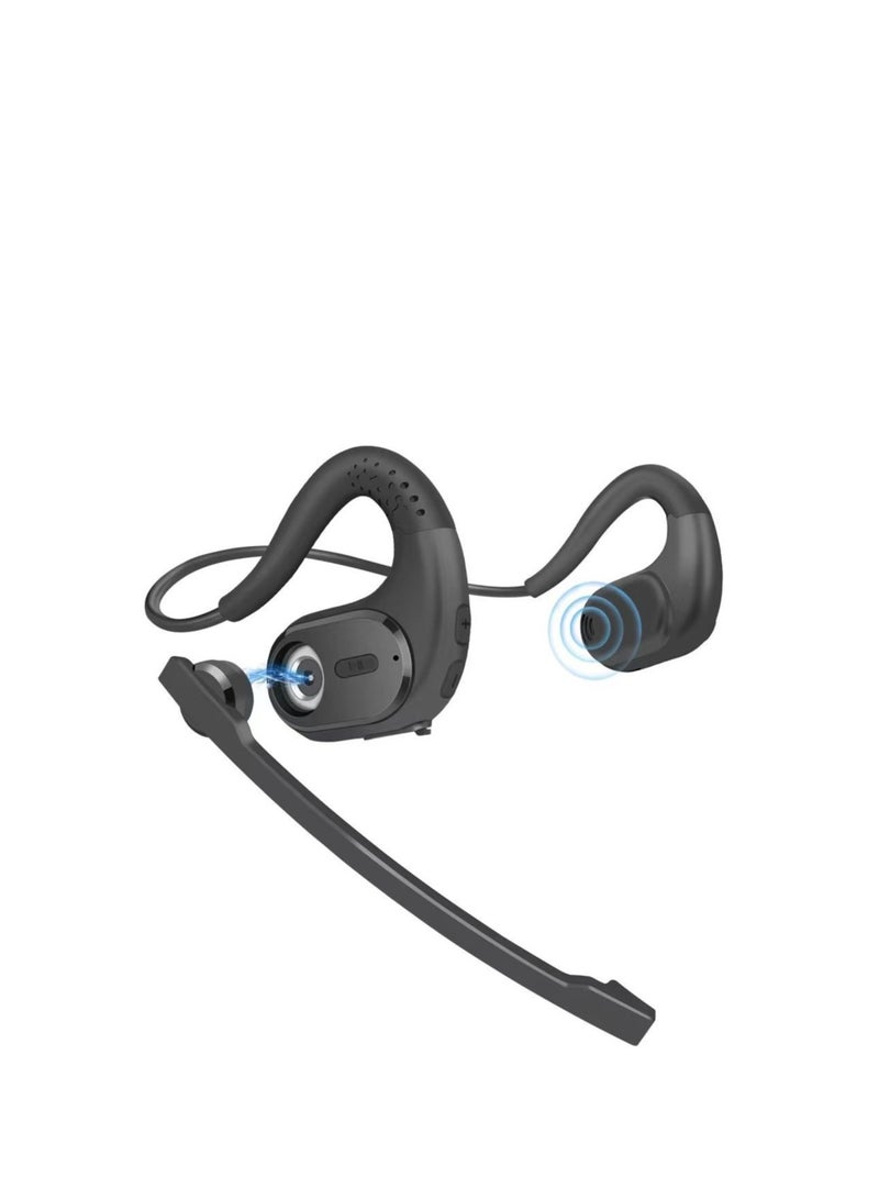 Bluetooth 5.3 Headset, DSP Noise Cancelling Wireless Open Ear Comfort Headphones, with Detachable Microphone 12H Playtime for Office Meeting Home Working - Image 1