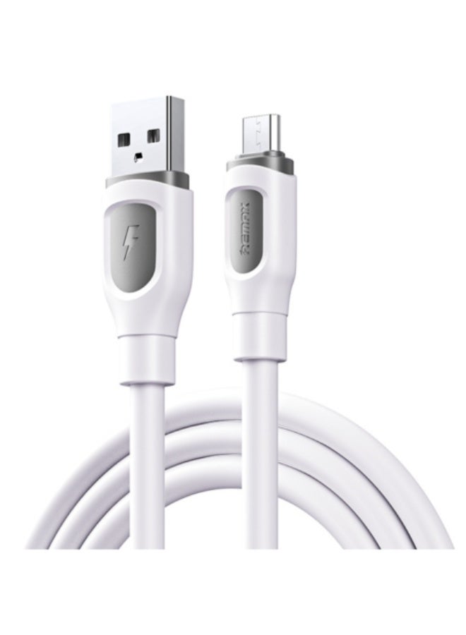 ريماكس كابل بيانات شحن USB إلى Micro من سلسلة Ruinay RC-C113، بطول 1 متر، USB C، شحن سريع 3 أمبير، أبيض - Image 1