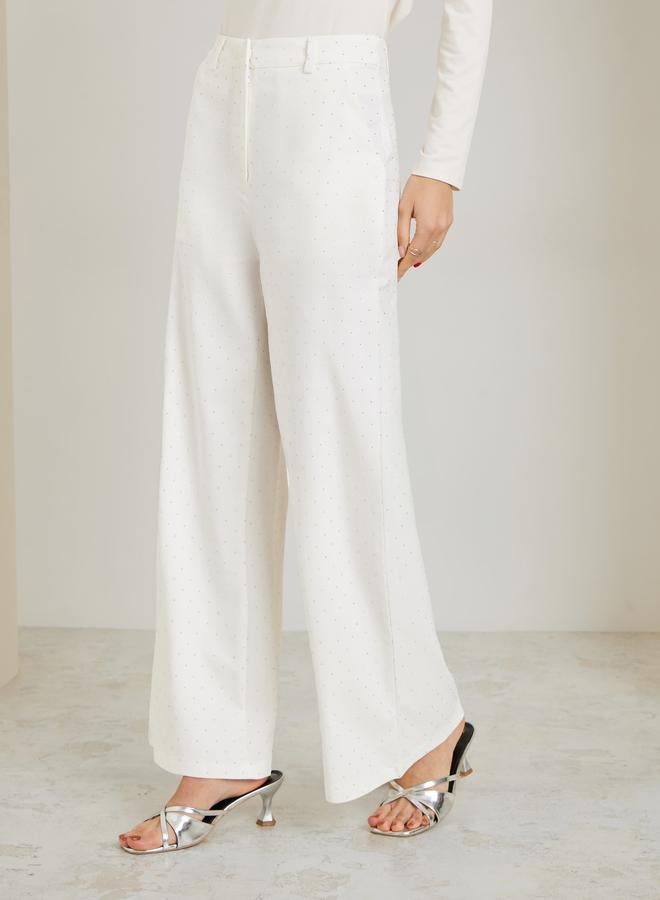 ستايلي بنطال رسمي مزين بأرجل واسعة - Image 2