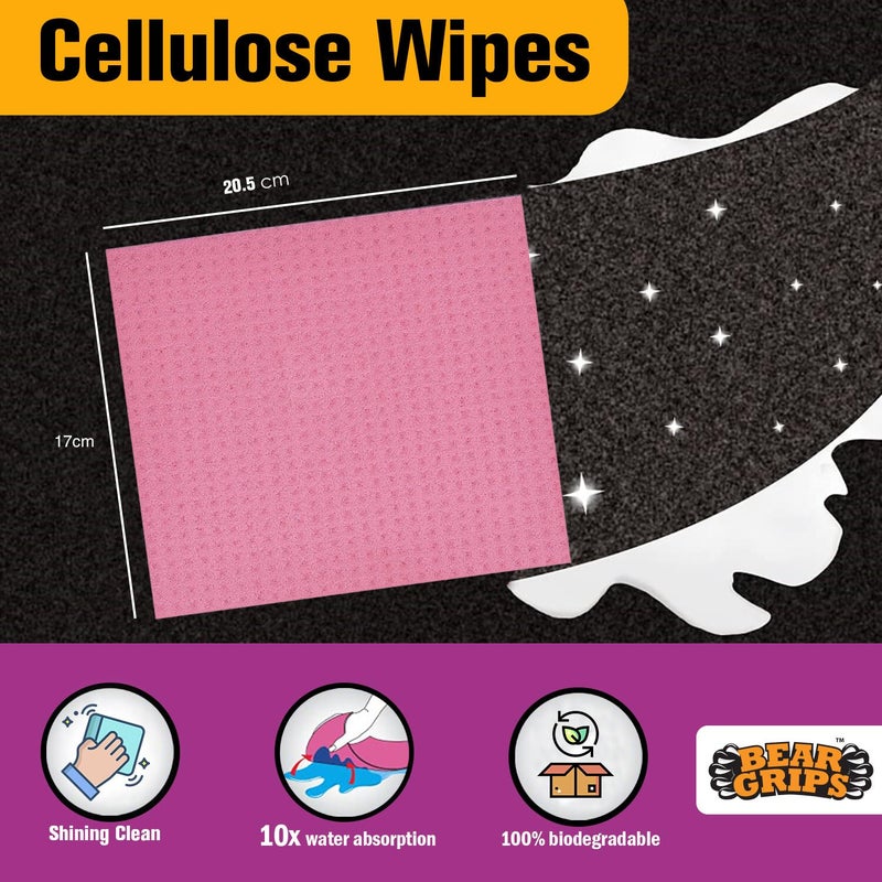 BEAR GRIPS resuable and Washable Sponge Wipes with Super absorbant Biodegradable Cellulose Material for Kitchen and Home Cleaning Multicolored Pack of 12 - Image 4