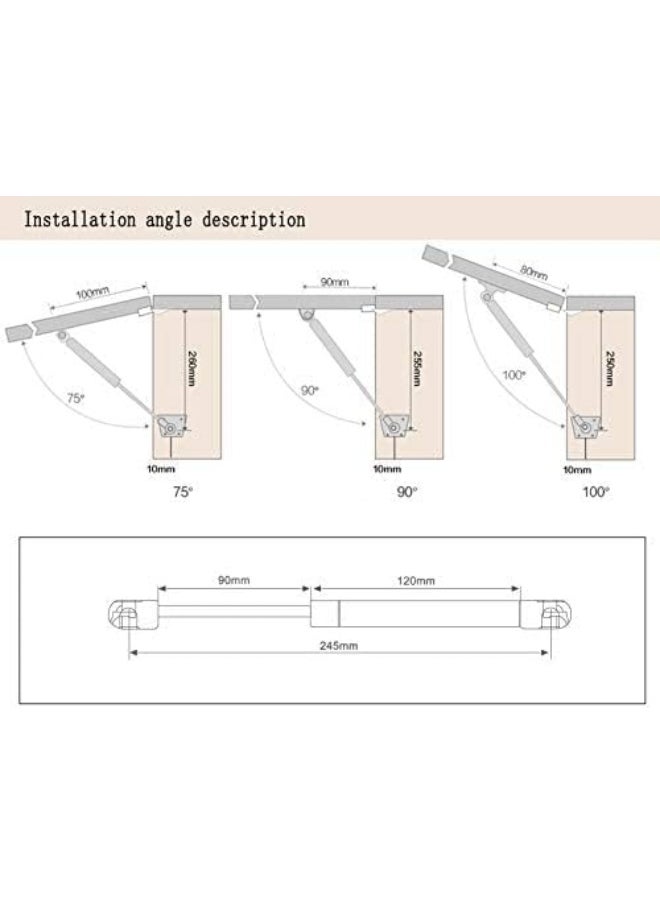 moon-1 [2 Pack] Lift Support, Gas Strut, Soft Close Hinges, 120N/26lb/12KG Gas Spring, Lid Support, Kitchen Cabinet Hinges, Toy Box Hinges, Gas Shocks  - Image 4