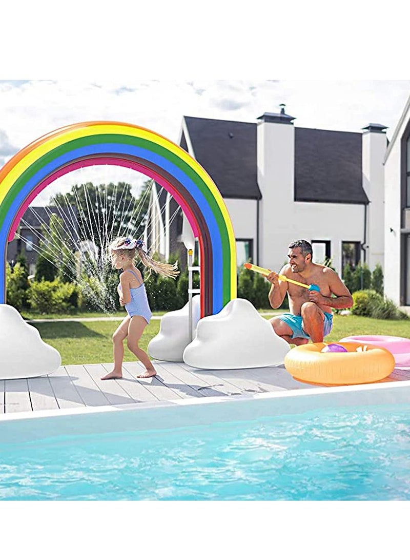 SYOSI Inflatable Rainbow Cloud Sprinkler Toys, 8 x 5.5 Ft Summer Kids Water Sprinklers And Splash Toys, Summer Sprinkler Backyard Water Park Supply for Kids, For Archway Lawn Beach Outdoor Pool & Beach - Image 4