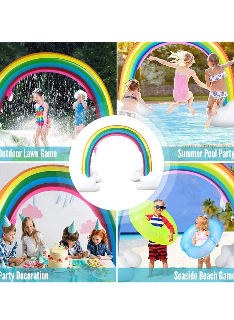 SYOSI Inflatable Rainbow Cloud Sprinkler Toys, 8 x 5.5 Ft Summer Kids Water Sprinklers And Splash Toys, Summer Sprinkler Backyard Water Park Supply for Kids, For Archway Lawn Beach Outdoor Pool & Beach - Image 5