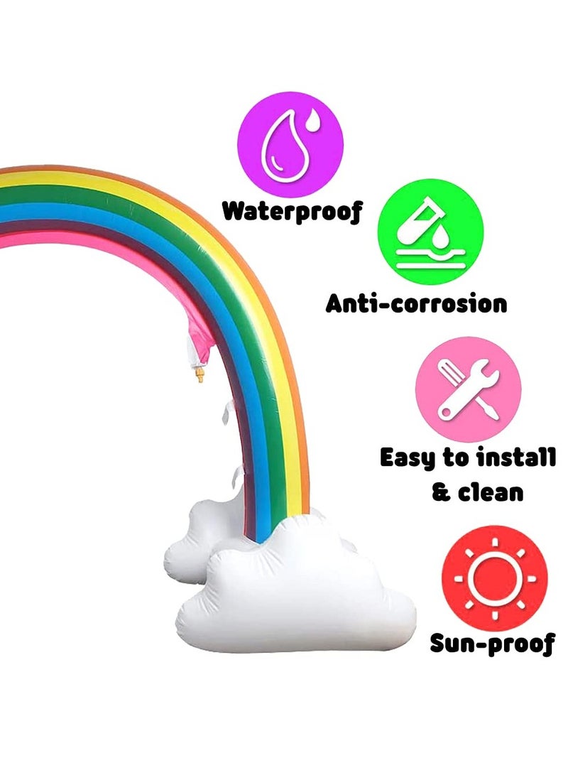 SYOSI Inflatable Rainbow Cloud Sprinkler Toys, 8 x 5.5 Ft Summer Kids Water Sprinklers And Splash Toys, Summer Sprinkler Backyard Water Park Supply for Kids, For Archway Lawn Beach Outdoor Pool & Beach - Image 3