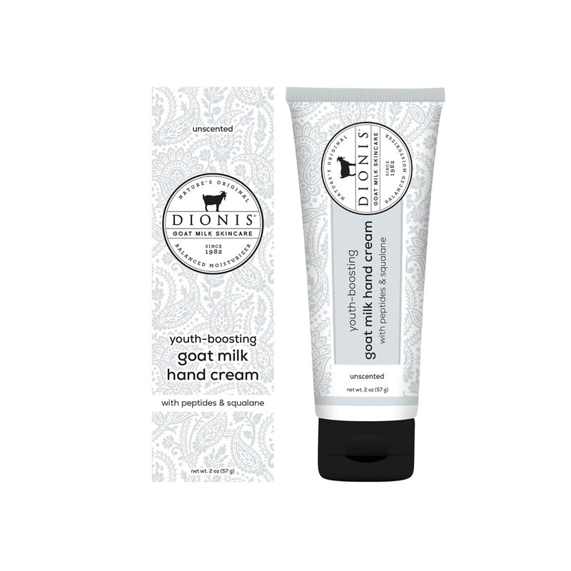 Dionis Youth Boosting Goat Milk Hand Cream 2oz With Peptides and Squalane For More Vibrant and Healthy Skin Unscented