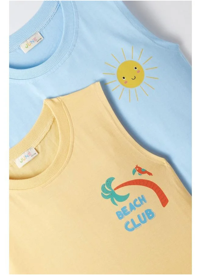 JUNE June Boy 2-Pack Tank Top Yellow - Light Blue