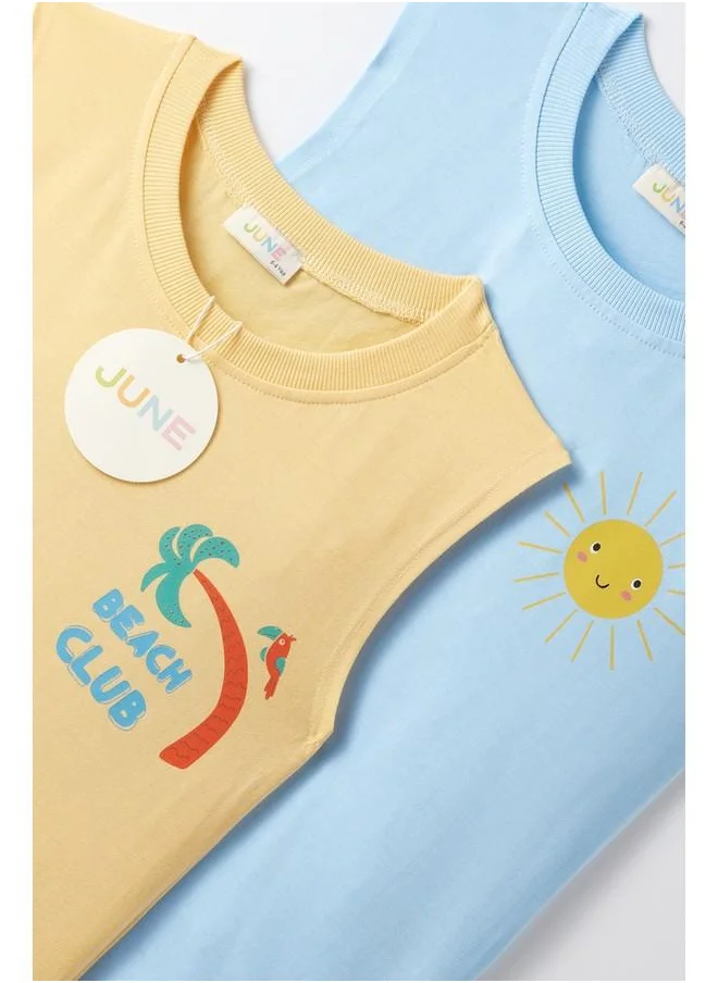 JUNE June Boy 2-Pack Tank Top Yellow - Light Blue