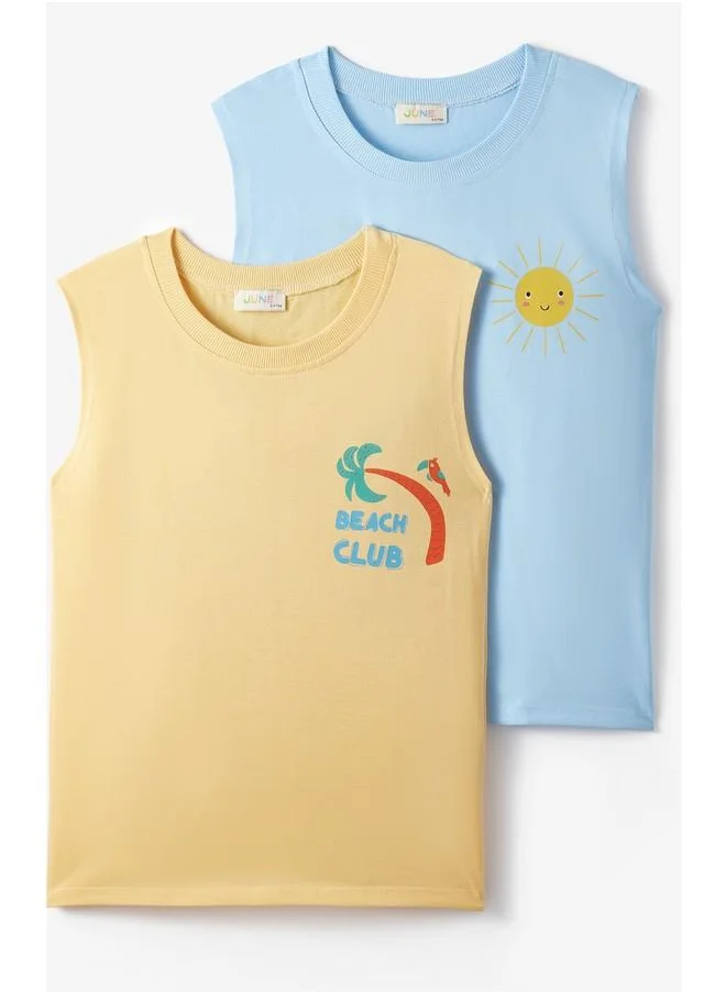 JUNE June Boy 2-Pack Tank Top Yellow - Light Blue