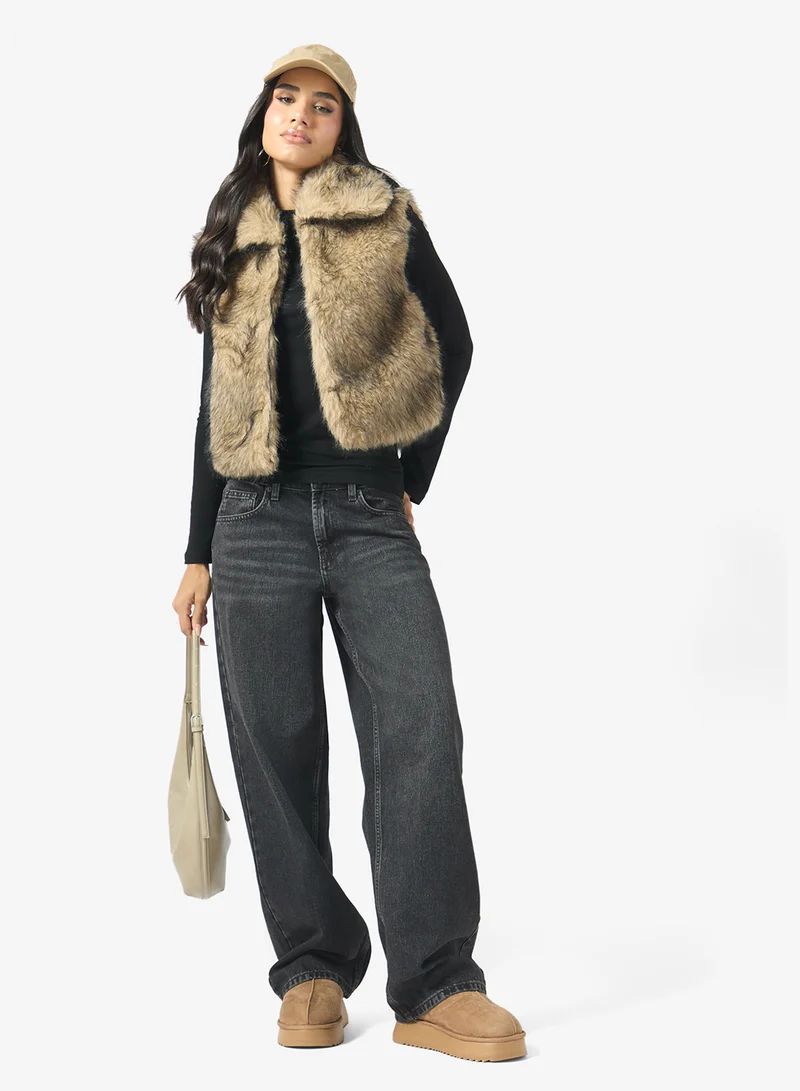 Ginger  Faux Fur Zip Up Vest for Women | Best Price UAE