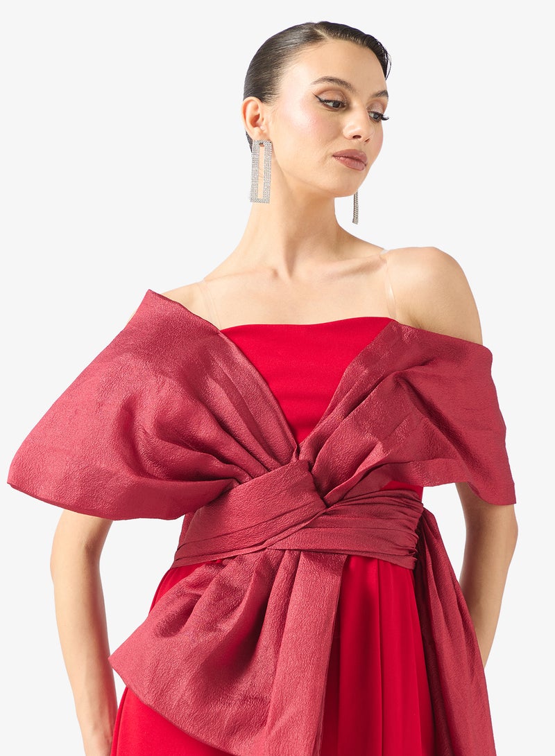 نمشي x فستان سهرة بدون حمالات بفيونكة مميزة - Image 3