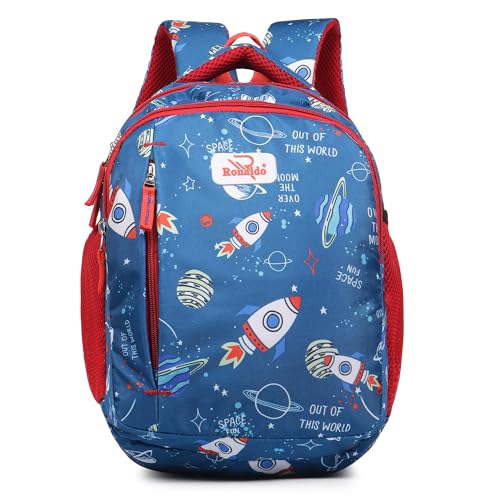 Ronaldo School Bag Space Adventure Kids Backpack Colorful Astronaut Print for Boys and Girls Ages 3-7 Years 14 Inch - Image 2