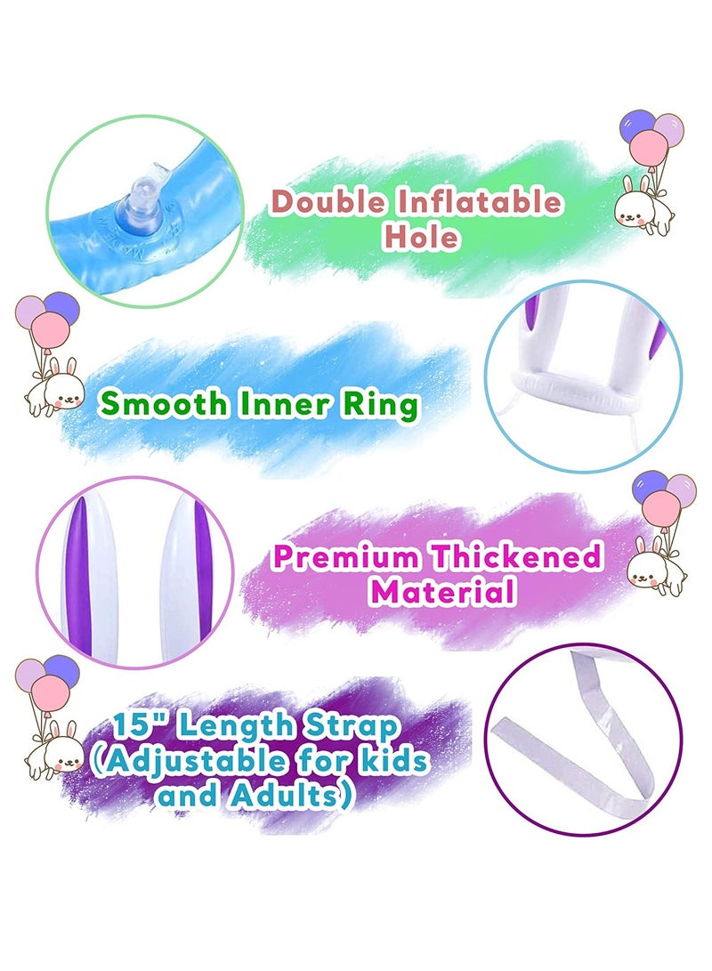 KASTWAVE 3 Pack Inflatable Bunny Easter Ring Toss Game Easter Rabbit Ears Hat with Rings Toss Funny Games Inflatable Toys Gift for Kid Family School Party Favor Indoor Outdoor Toss Game - Image 4