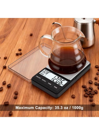Coffee Scale with Timer 1000g x 0.1g, Gram Scale for Barista and Drip Brew, Gram and Ounce, for Pour Over and Expresso Brew, Portable Weighing - view 2