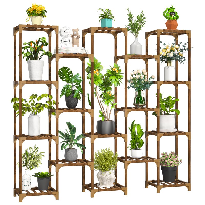 Uneedem Plant Stand Indoor Outdoor, Tall Plant Shelf for Multiple Plants, 17 Tiers Large Plant Rack Wood Plant Holder Plant Shelves for Room Corner Balcony Garden Patio - Image 1