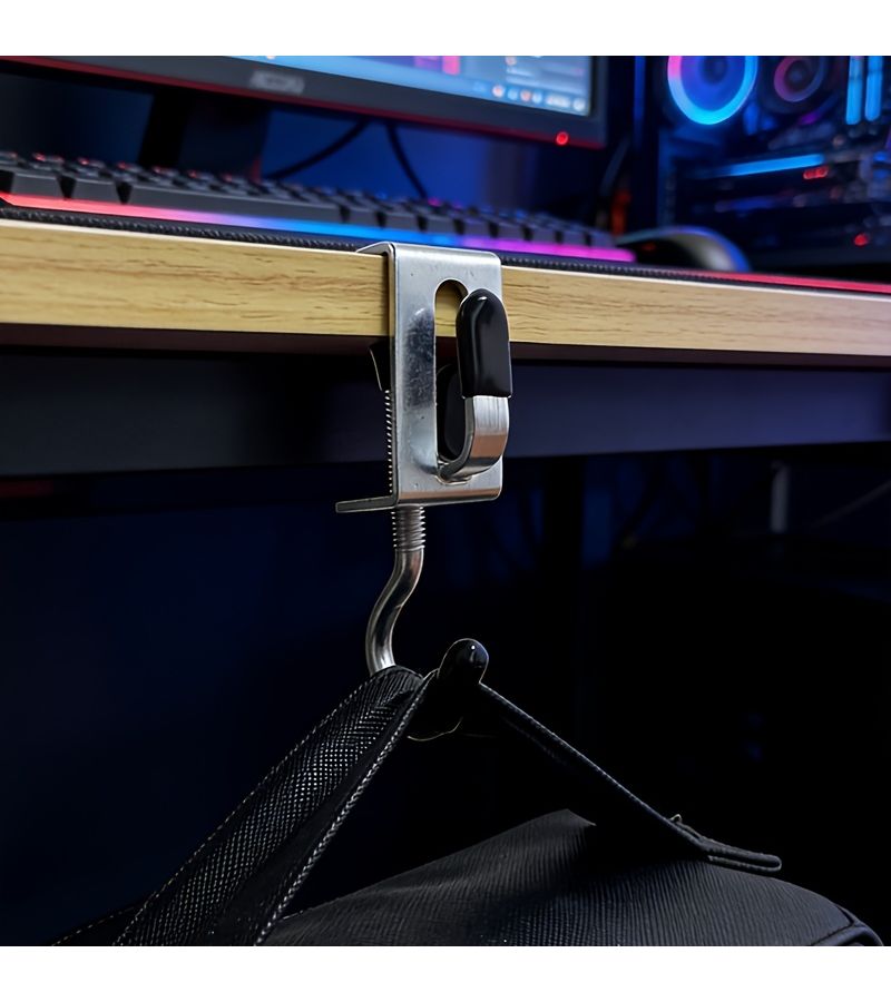 T2 Stainless Steel Double Desk Hook For Hanging Bags And Coats - Image 5