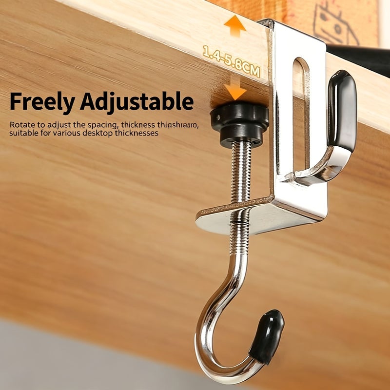 T2 Stainless Steel Double Desk Hook For Hanging Bags And Coats - Image 1