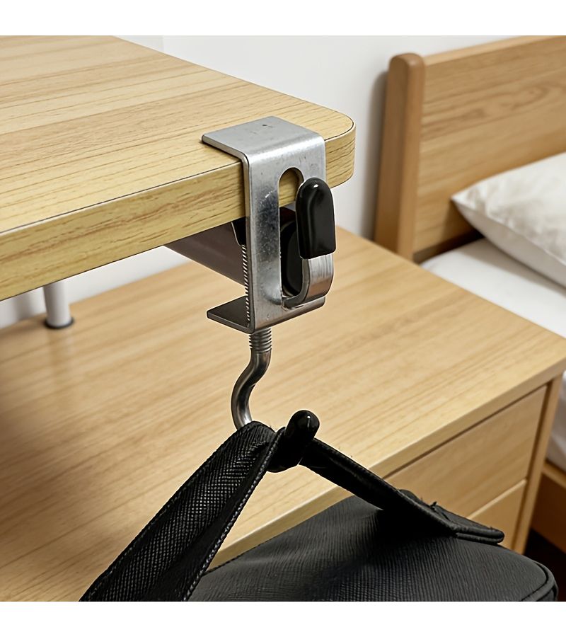 T2 Stainless Steel Double Desk Hook For Hanging Bags And Coats - Image 4