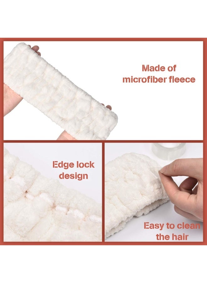 3-Piece Soft Terry Cloth Facial Headband for Women, Stretchy Spa Hairbands, for Makeup, Face Washing, Mask Application, Skincare Routine, Shower Use (Pink, White, khaki) - Image 5