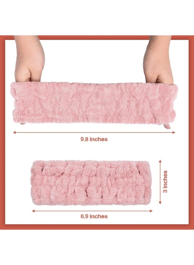 3-Piece Soft Terry Cloth Facial Headband for Women, Stretchy Spa Hairbands, for Makeup, Face Washing, Mask Application, Skincare Routine, Shower Use (Pink, White, khaki) - Image 3
