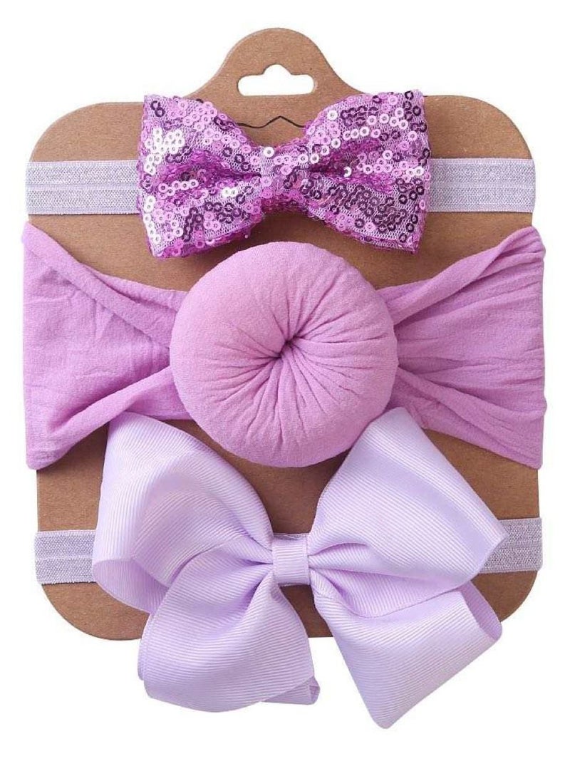 The Girl Cap The Girl Cap Elastic Baby Headband Stretchable Nylon Assorted Hairbands for Baby - Purple  - Image 1