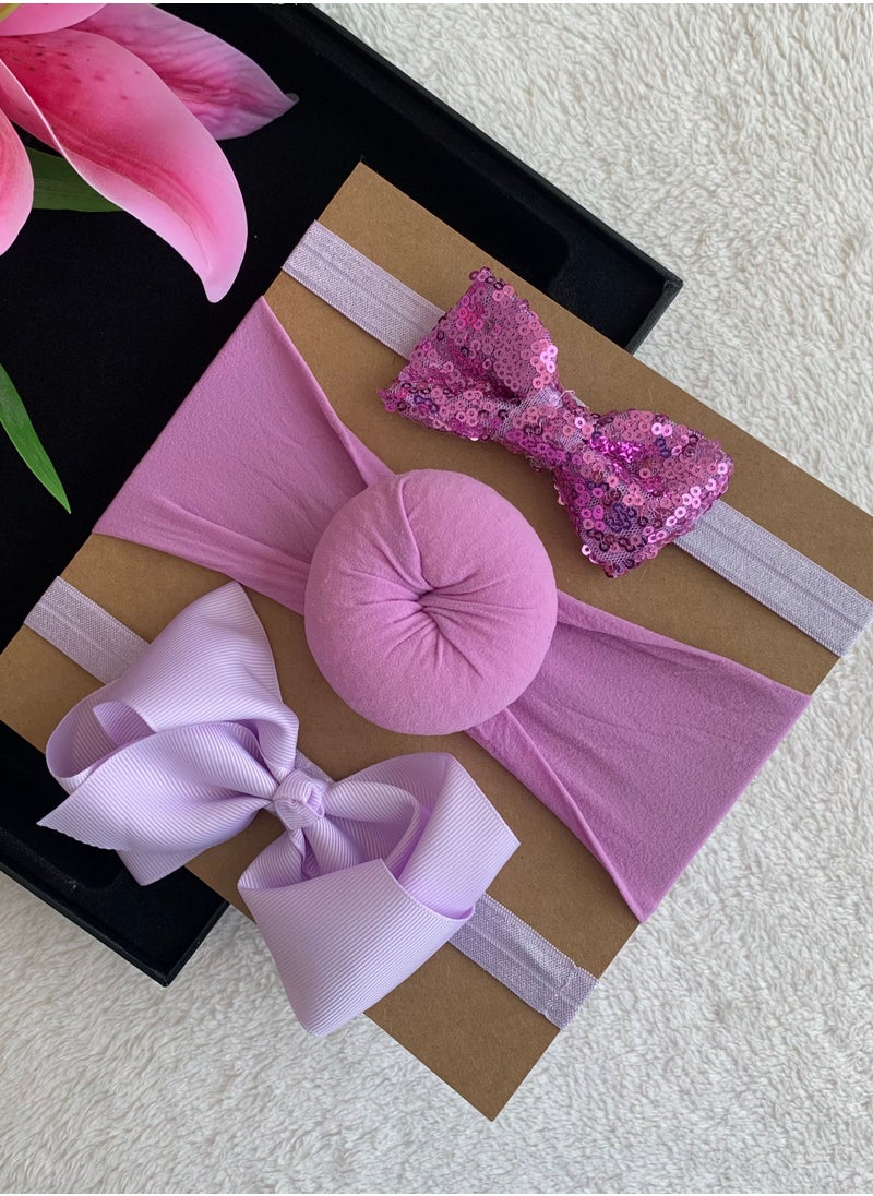 The Girl Cap The Girl Cap Elastic Baby Headband Stretchable Nylon Assorted Hairbands for Baby - Purple  - Image 2