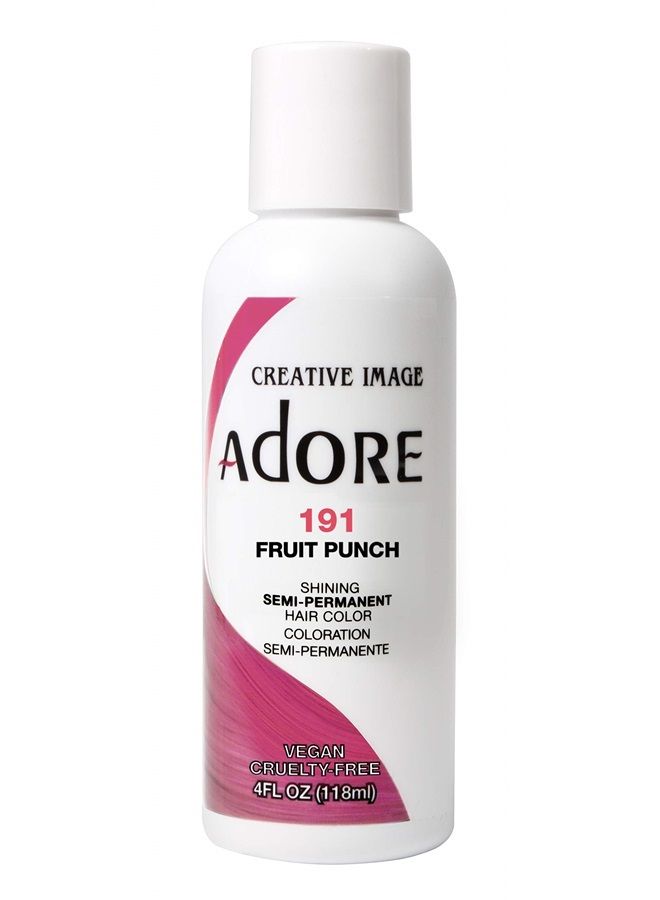 Adore Semi Permanent Hair Color - Vegan and Cruelty-Free Hair Dye - 4 Fl Oz - 191 Fruit Punch (Pack of 3)