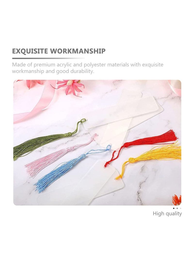 SOLARAE 15-Piece Clear Acrylic Bookmark Set with Mini Tassels for DIY Projects, Crafting, and Gift Tags -  Blank Bookmarks for Party Decor and Creative Designs. - Image 4