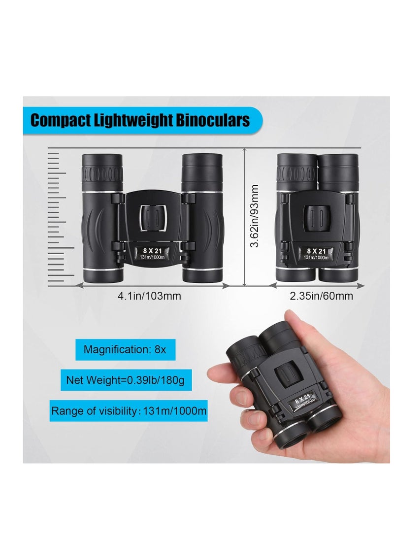 Generic - 8x21 Mini Compact Pocket Binoculars, Lightweight Foldable Easy Focus Small Binoculars for Adults Kids Bird Watching,Opera Concert, Travel, Hiking, Outdoor Scenery, Football Game - Image 1