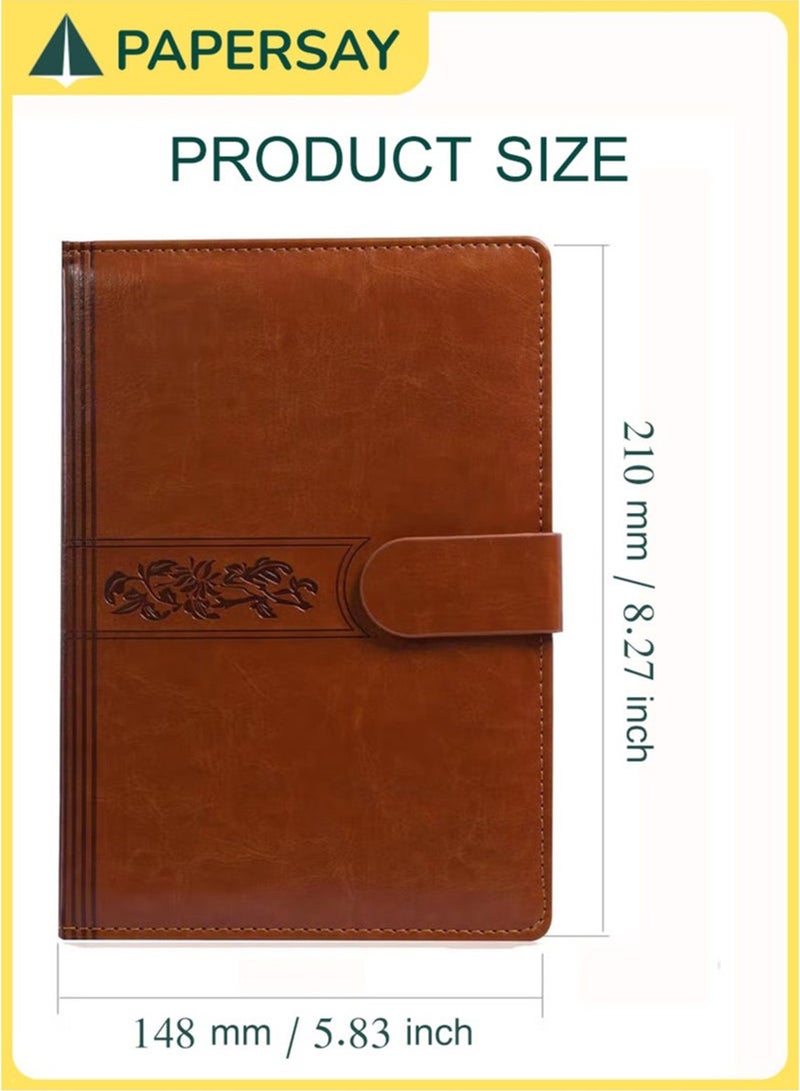 PAPERSAY A5 Leather Ruled Notebook Journal 296 Page with Pen Loop Journals for Writing,Travel,Business,Work School,College Ruled Notebooks for Note Taking, Diary Notepad (brown) - Image 2