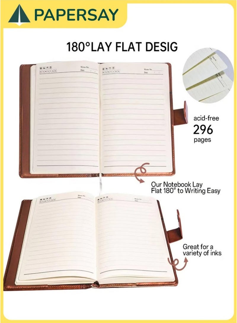 PAPERSAY A5 Leather Ruled Notebook Journal 296 Page with Pen Loop Journals for Writing,Travel,Business,Work School,College Ruled Notebooks for Note Taking, Diary Notepad (brown) - Image 3