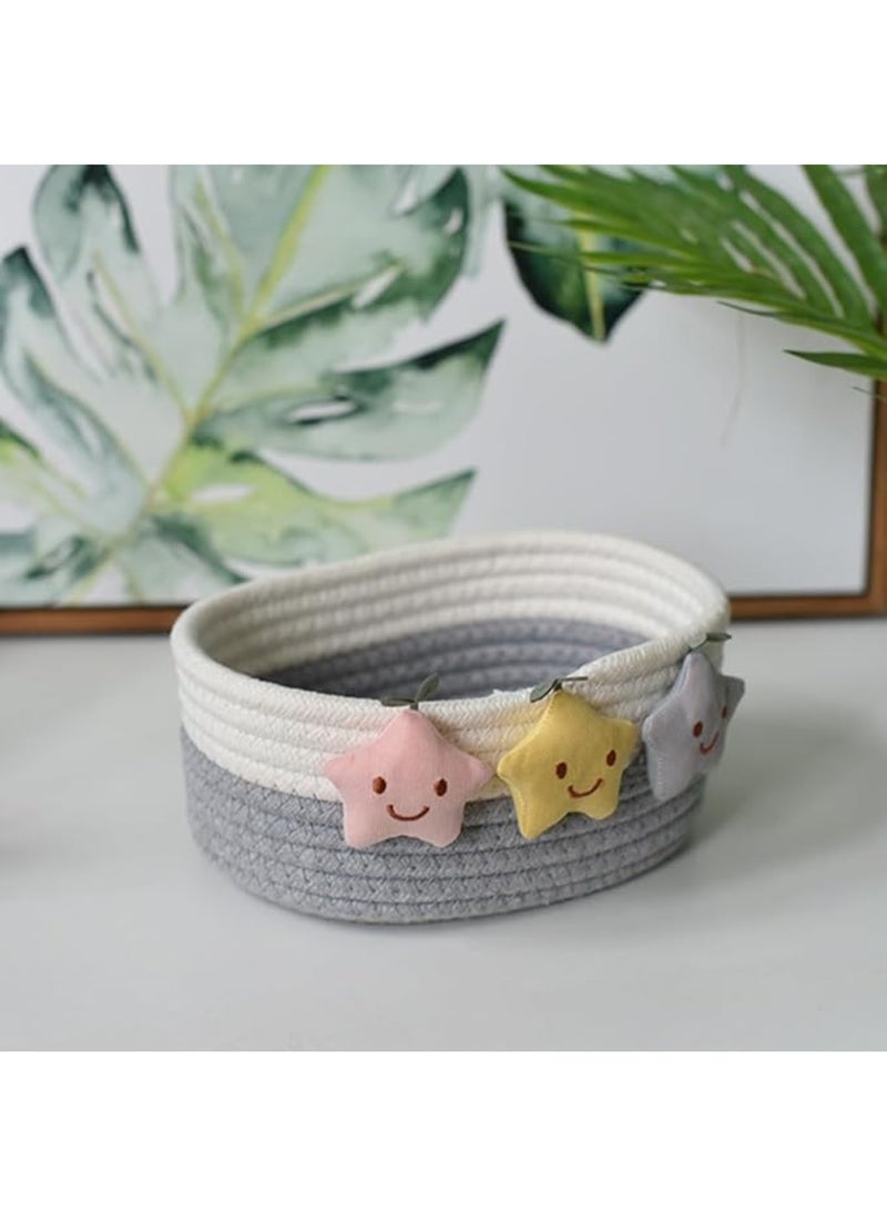Arabest Chic Star-Shaped Woven Cotton Storage Basket - Perfect For Keys, Remote Controls & Sundries Organizer (Grey)  - Image 1