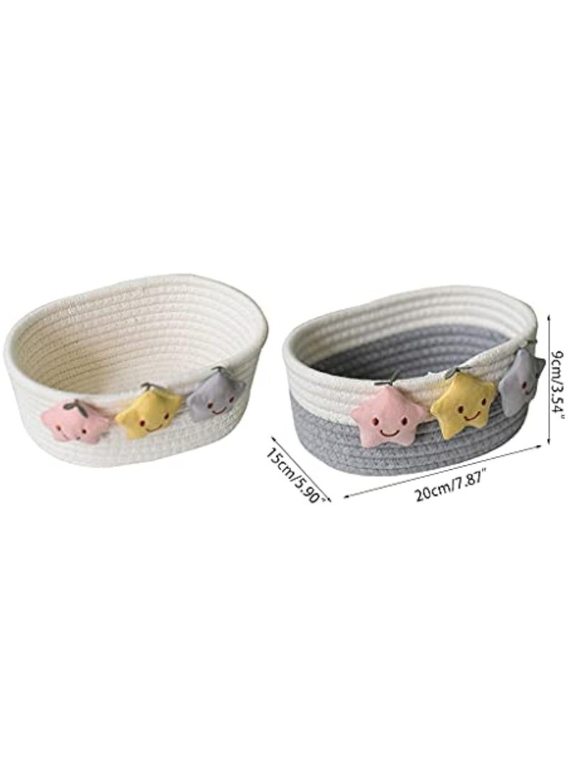 Arabest Chic Star-Shaped Woven Cotton Storage Basket - Perfect For Keys, Remote Controls & Sundries Organizer (Grey)  - Image 5