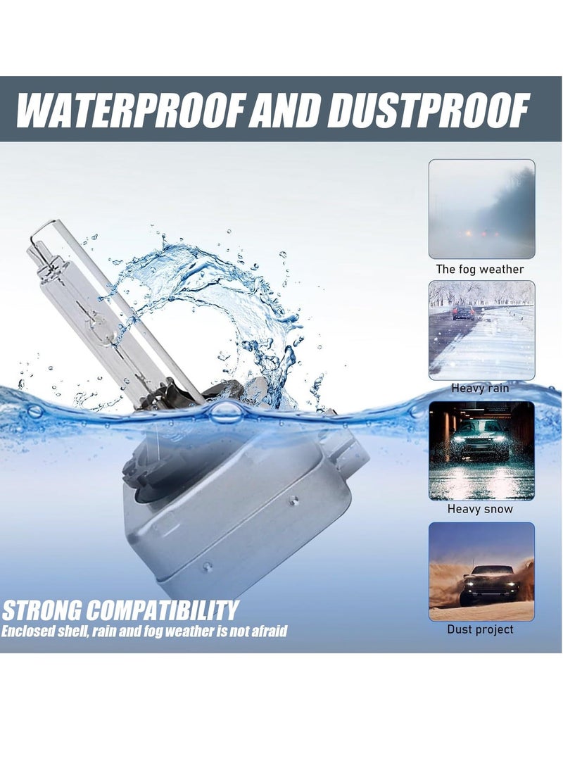 Loquat 2 Pcs Car HID Xenon Bulb, D1S 6000K High Beam Xenon Headlight Replacement Bulb, with Ring and Metal Base, Plug and Play, High Beam Low Beam Bulb Replacement, Universal for Cars - Image 4