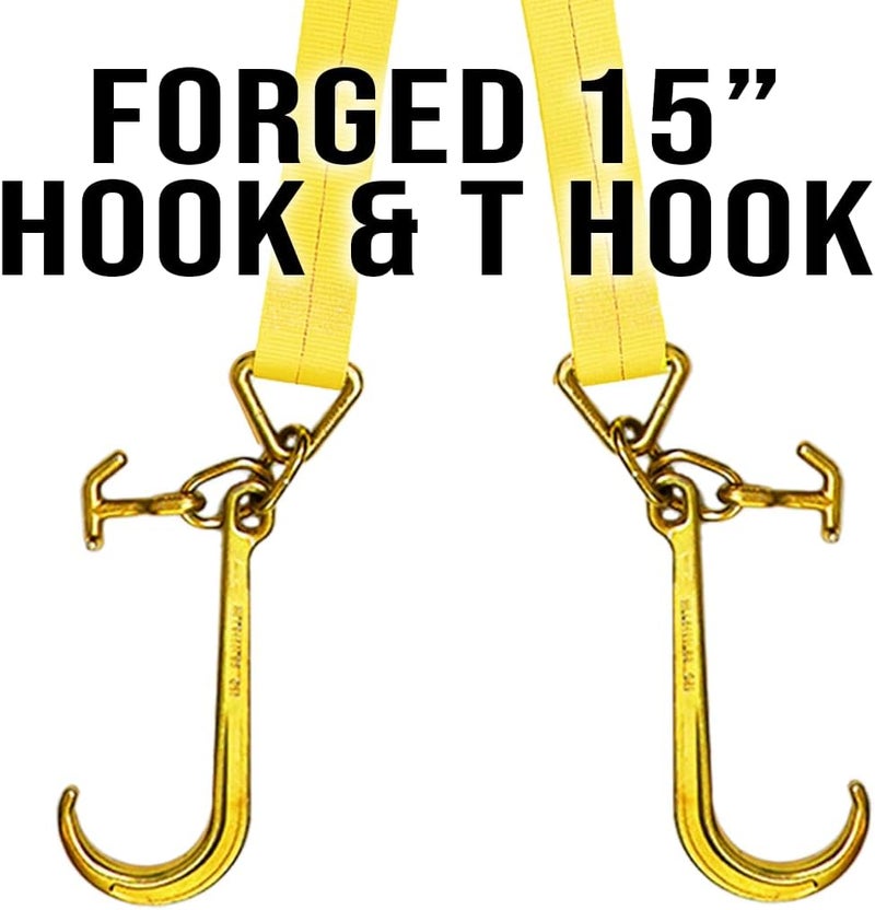 Boxer Tow Straps V Bridle 3” x 36” with J Hook and T-J Hook - 16,200 lbs Capacity - Image 3