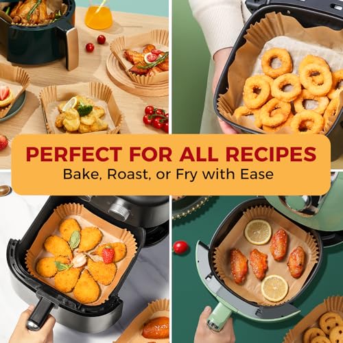 ctizne Air Fryer Liners Disposable - 300Pcs 8In Square Parchment Paper for Air Fryer Non-Stick Airfryer Basket Liners for Steamer Microwave Oven - Image 5