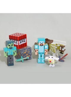 MINECRAFT Minecraft Building Blocks Toy Doll 8-piece Set Cake Decoration Baking Decoration Children's Building Blocks  - Image 1