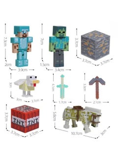 MINECRAFT Minecraft Building Blocks Toy Doll 8-piece Set Cake Decoration Baking Decoration Children's Building Blocks  - Image 2