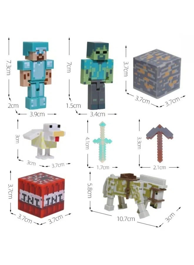 ماين كرافت مجموعة دمى كتل بناء ماينكرافت 8 قطع، زينة كعكة، زينة الخبز، كتل بناء للأطفال. - Image 2