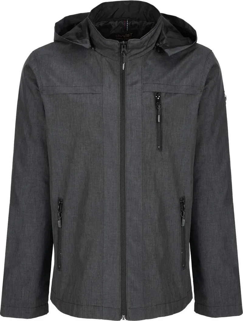 سيفيست Men's Dark Grey 100% Waterproof Summer Jacket with Removable Hood and Inner Pocket