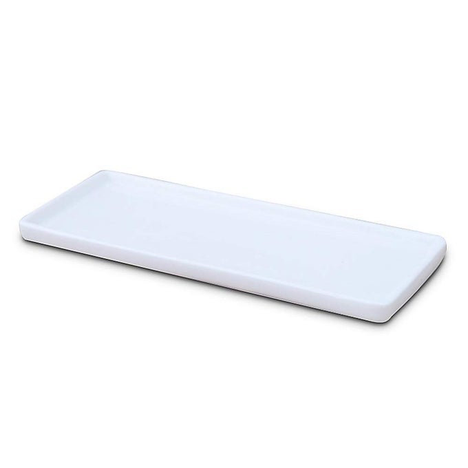 CERAMIC VANITY TRAY SMALL RECTANGLE BATHTUB TRAY BATHROOM ORGANIZER COSMETICS HOLDER FOR TISSUE CANDLE TOWEL PLANT JEWELRY RING DISH DRESSER PERFUME SHAMPOOWHITE1 PCLARGE