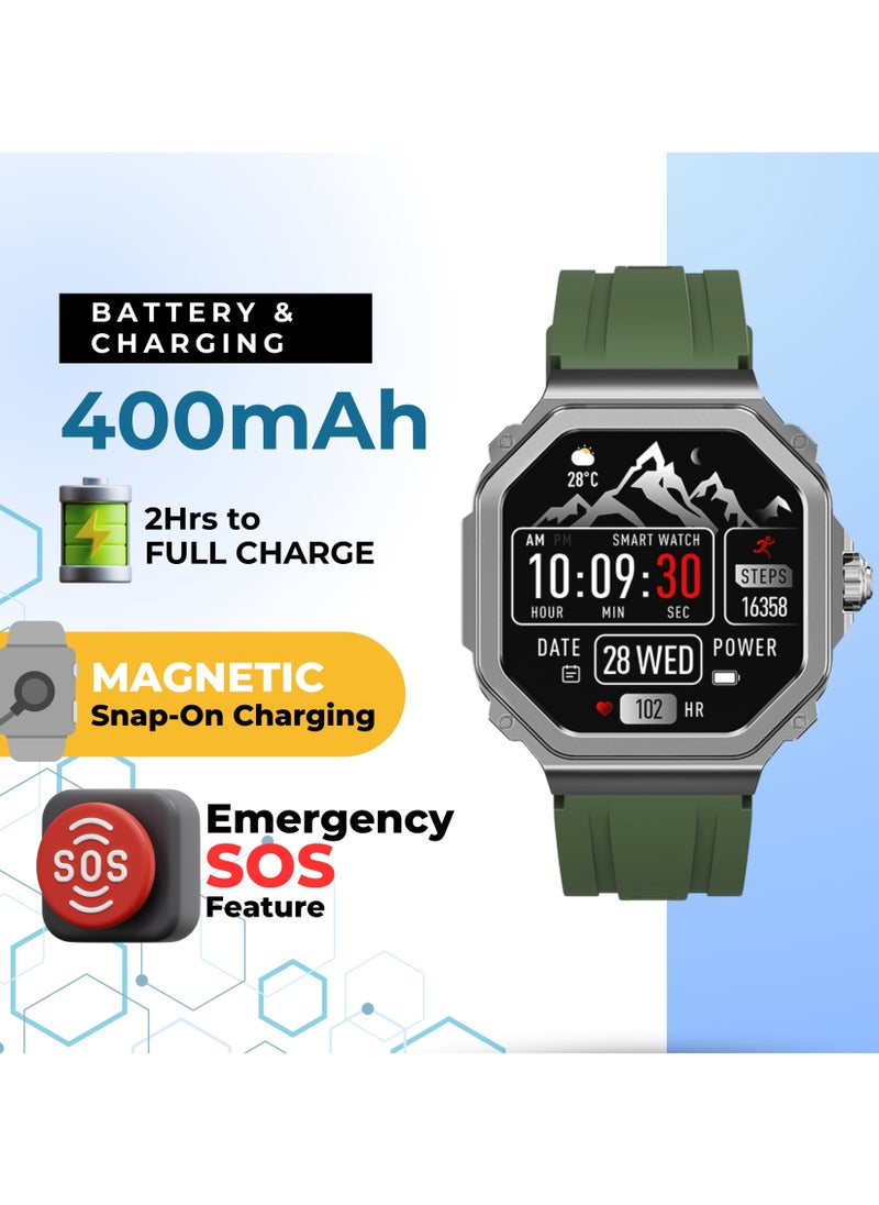 GRABIT - G-TRAX Smartwatch AMOLED Display & Bluetooth Calling features a 1.43” Super AMOLED display, Bluetooth calling, SOS calling, and AI voice assistant. With heart rate monitoring, sports modes, and 100+ watch faces, it’s perfect for fitness and daily use. A 400mAh battery offers 30-day standby, and the IP68 zinc alloy body ensures durability. Compatible with iPhone, Samsung, OnePlus, Xiaomi, Huawei, Google Pixel, and more. It comes in Metal Black with an extra stainless-steel strap. - Image 1