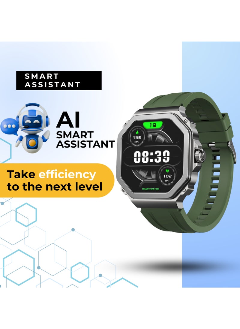 GRABIT - G-TRAX Smartwatch AMOLED Display & Bluetooth Calling features a 1.43” Super AMOLED display, Bluetooth calling, SOS calling, and AI voice assistant. With heart rate monitoring, sports modes, and 100+ watch faces, it’s perfect for fitness and daily use. A 400mAh battery offers 30-day standby, and the IP68 zinc alloy body ensures durability. Compatible with iPhone, Samsung, OnePlus, Xiaomi, Huawei, Google Pixel, and more. It comes in Metal Black with an extra stainless-steel strap. - Image 1