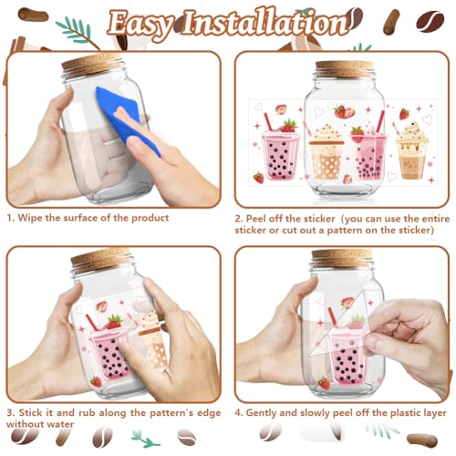 Peacoblue UV DTF Cup Wraps Transfer Stickers Drinks Pattern, 10 Sheets Waterproof Custom Vinyl Transfer Sticker 16oz Coffee Glass Cup Tumbler Bottle Mug Decals for Men Women - Image 4