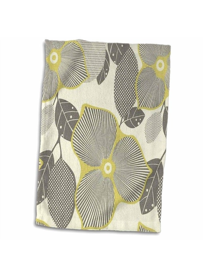 3DROSE 3D Rose Gray White n Muted Lime TWL_59755_1 Towel, 15" x 22"