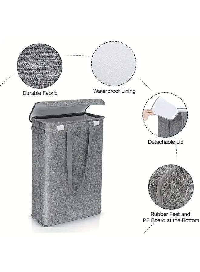Beige Large Capacity Foldable Laundry Hamper With Handles Durable Fabric Storage Basket For Clothes Yoga Mats Bedroom Bathroom Organization - Image 4