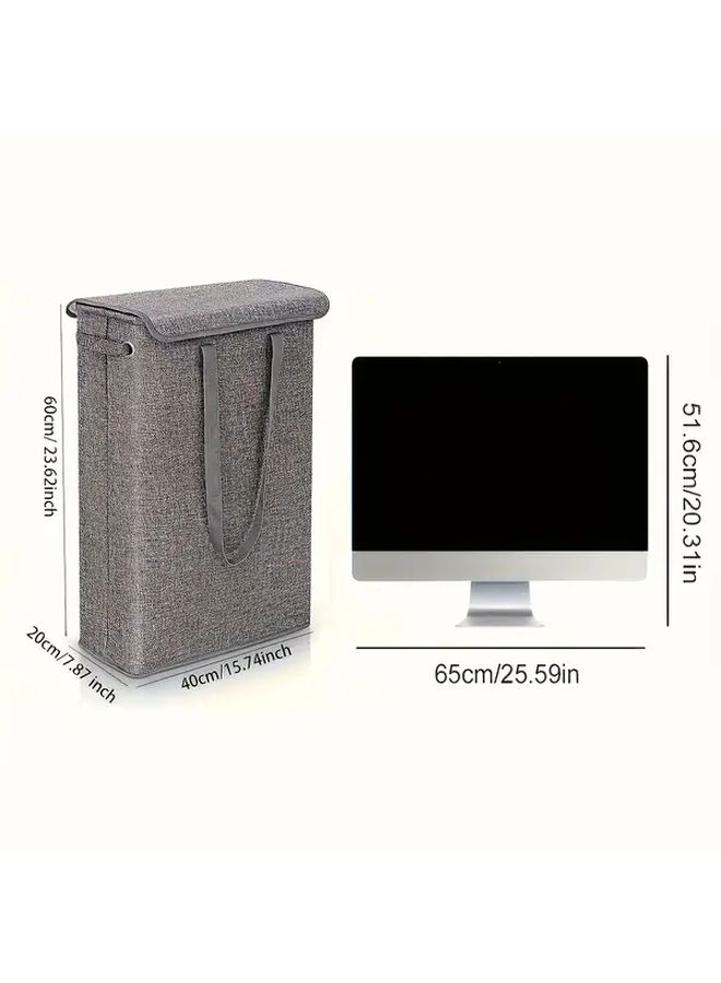 Beige Large Capacity Foldable Laundry Hamper With Handles Durable Fabric Storage Basket For Clothes Yoga Mats Bedroom Bathroom Organization - Image 3