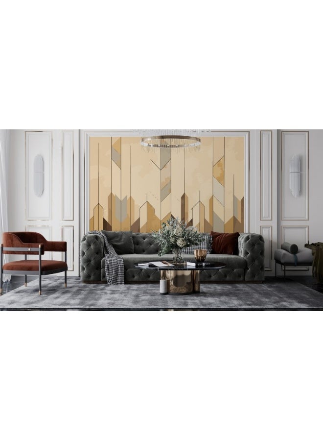 Home Gallery A Background Wall Composed Of Geometric Patterns Of Lines  Fabric Wallpaper Covers An Area ​​Up To 4.2Mx3M With Adhesive  And Smoothing Tool - Image 1