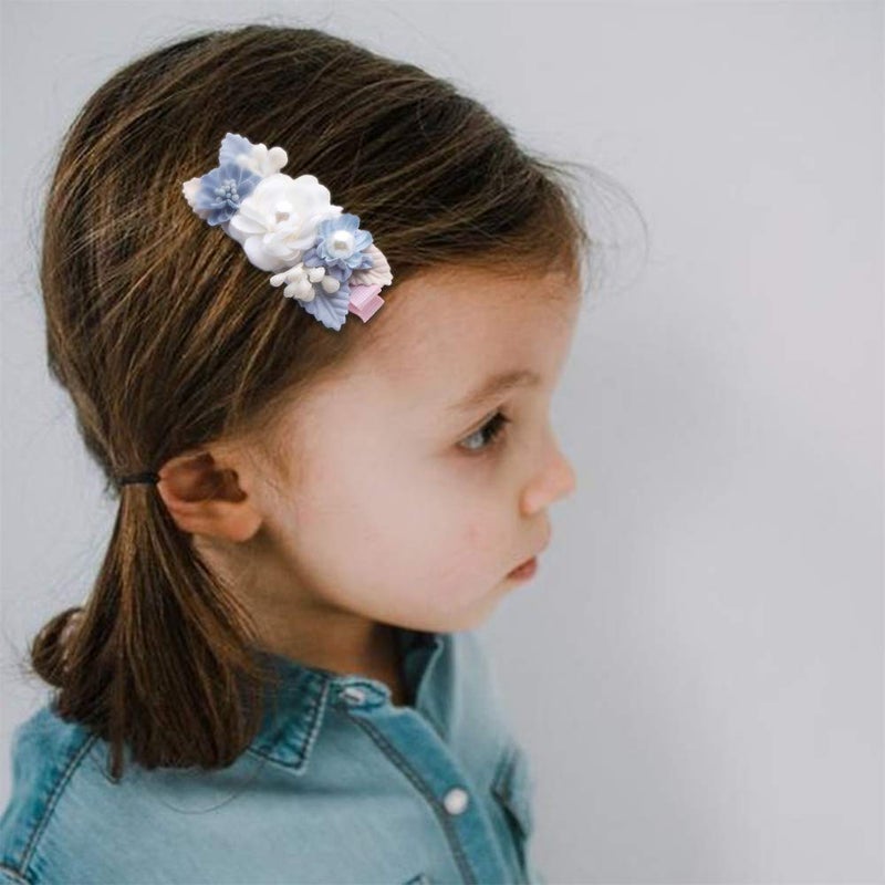 mligril Baby Girls Flower Hair Clips-3pcs Floral Hair Bows Alligator Barrettes for Infant Toddler - Image 3